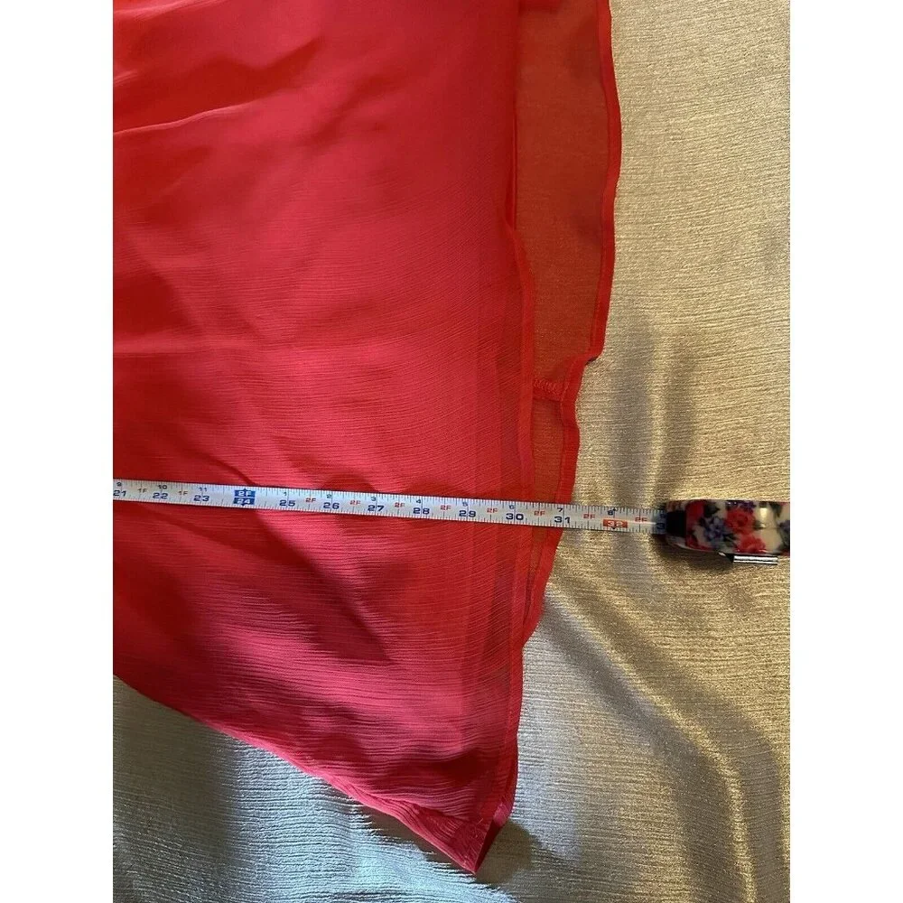 Express Coral Pink Mini Flutter Semi Sheer Sleeve‎ Dress Sz XS Fit & Flare Mini - Picture 8 of 9